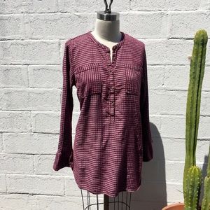 Wine Horizontally Striped L/S Shirt ~ Merona